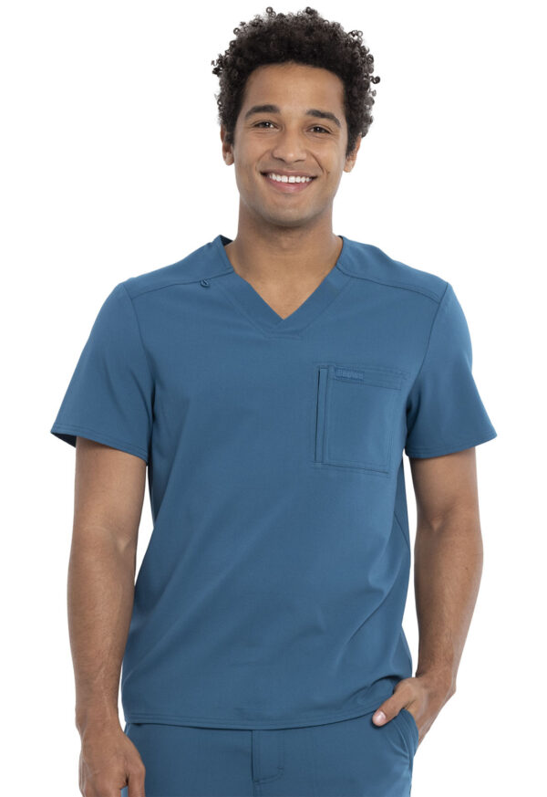 CK887A Top cuello V masc. Caribbean Blue