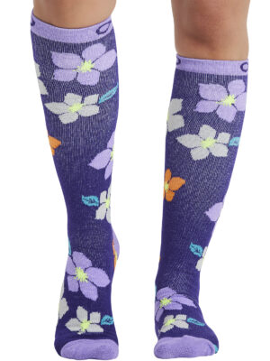 KICKSTART Medias de compresión 15-20 mmHg femeninas Purple Bloom