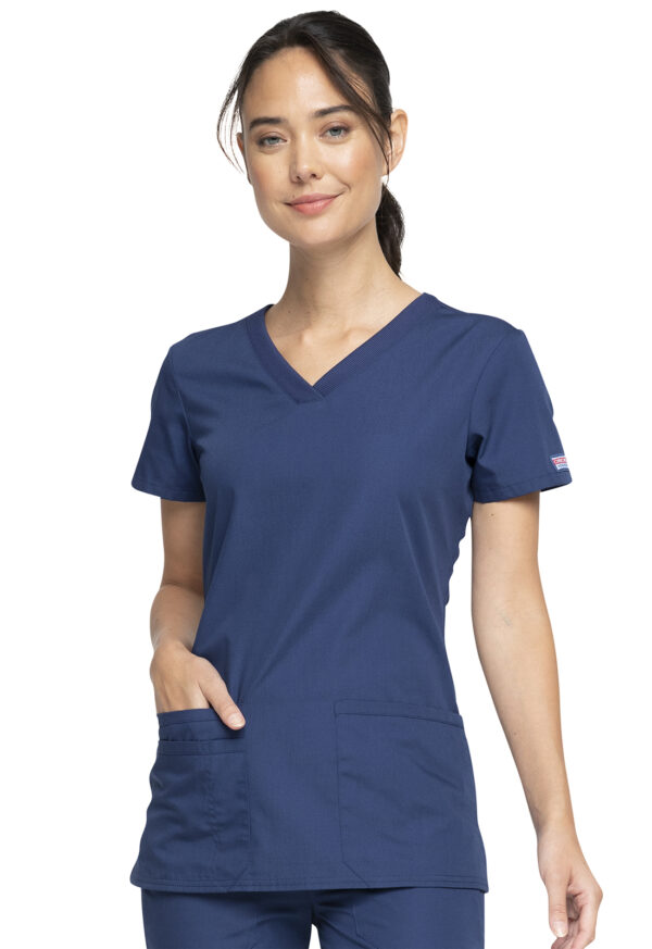 WW645 Top cuello V femen. Navy